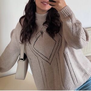 H&M Alpaca Wool Blend Pullover Ribbed Knit Sweater